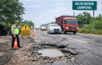 Polisi Petakan 79 Titik Jalan Rusak di Lampung Jelang Arus Mudik Lebaran